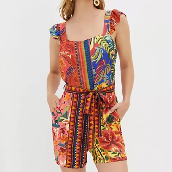 Farm Rio Dulcinea Romper Medium Colorful Resortwear - Picture 1 of 6